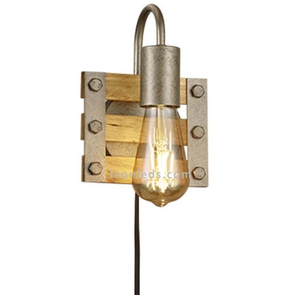 Aplique de pared vintage de madera Khan de Trio Lighting | LeonLeds Iluminación