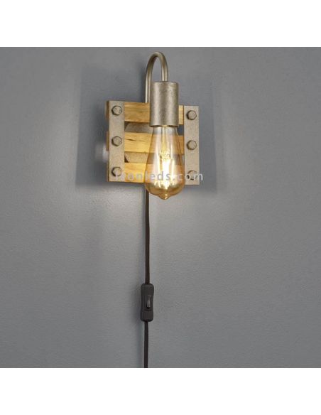 Arandela de parede de madeira vintage Khan da Trio Lighting | Leon Iluminação LED