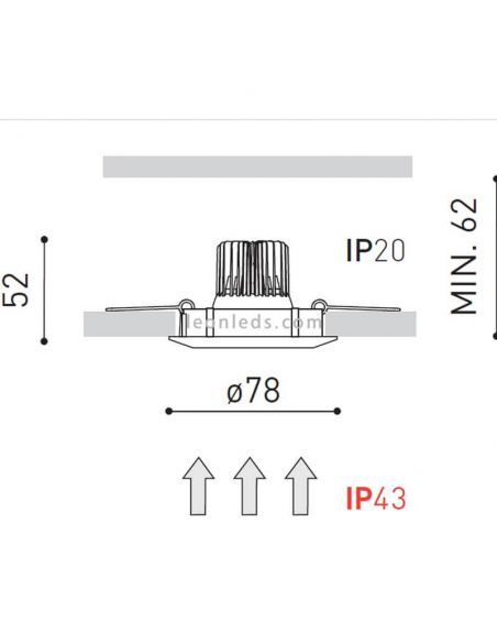 Dimensiones Dot Fix IP54 de ArkosLight | LeonLeds Iluminación