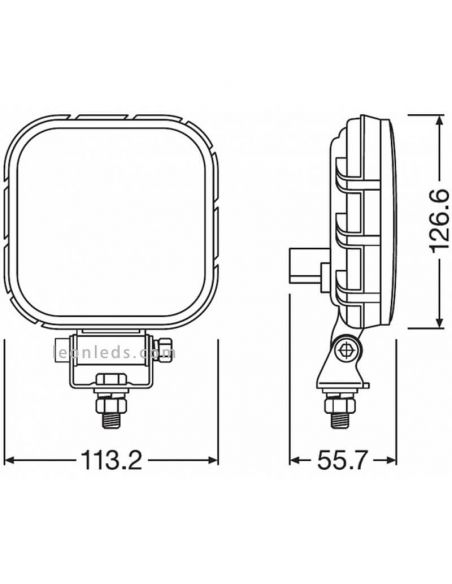 Dimensiones Faro LED Marcha Atras Homologado LEDDL108-WD VX120R-WD Osram | LeonLeds Iluminación