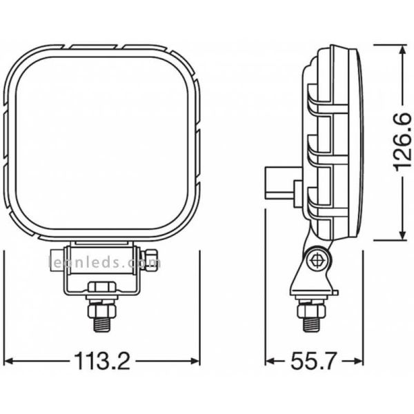 Dimensiones Faro LED Marcha Atras Homologado LEDDL108-WD VX120R-WD Osram | LeonLeds Iluminación