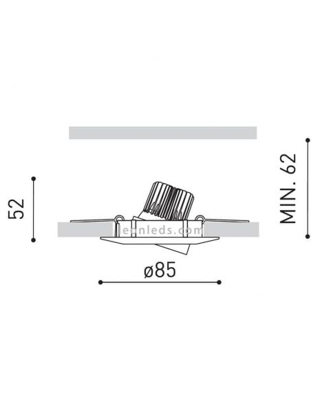Dimensiones Foco empotrable orientable LED DOT Tilt | LeonLeds Iluminación