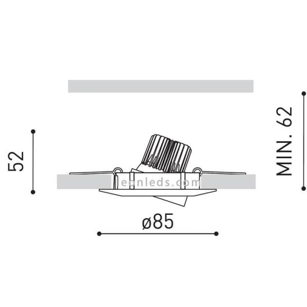 Dimensions Spot LED encastrable orientable DOT Tilt | Éclairage LeonLeds