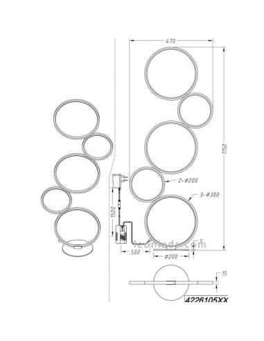 Dimensões Candeeiro de pé Rondo LED da Trio Lighting | Leon Iluminação LED