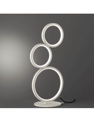 Lámpara de sobremesa LED blanca con círculos Rondo de Trio Lighting | LeonLeds Iluminación