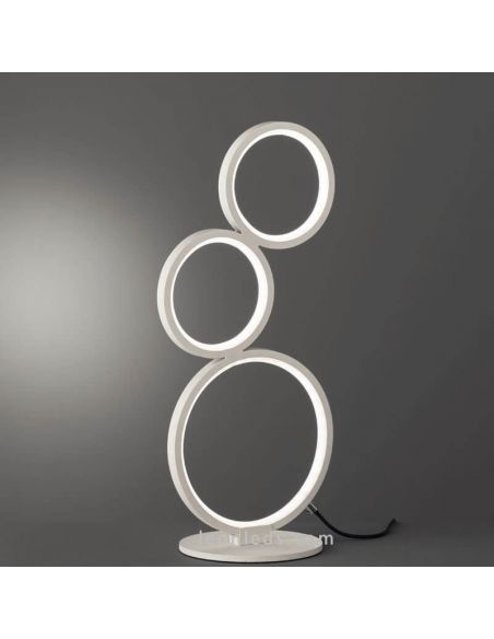 Lámpara de sobremesa LED blanca con círculos Rondo de Trio Lighting | LeonLeds Iluminación
