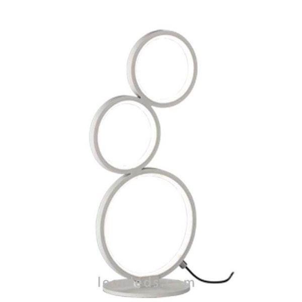 Lámpara de sobremesa LED blanca con círculos Rondo de Trio Lighting | LeonLeds Iluminación