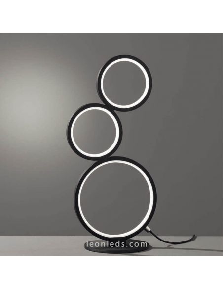 Candeeiro de mesa LED preto Rondo Circle por Trio Lighting | Leon Iluminação LED