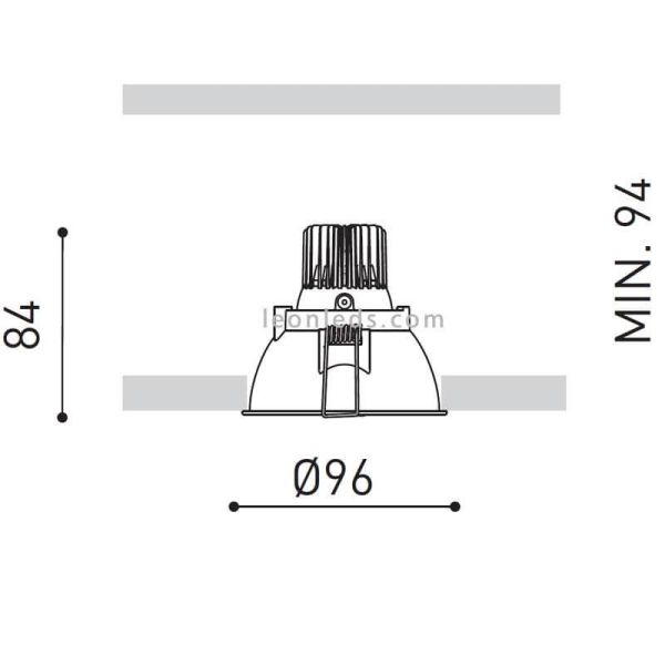 Dimensiones Foco LED empotrable Gap de ArkosLight | LeonLeds Iluminación