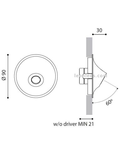 Dimensões Lavadora de parede LED Rhino da ArkosLight | Leon Iluminação LED
