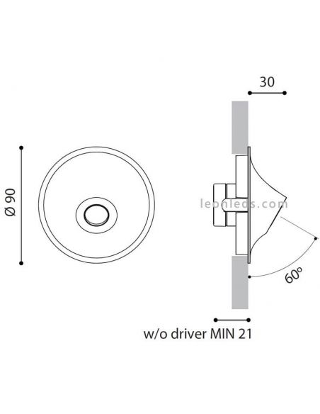 Dimensions Lèche-mur Rhino LED de ArkosLight | Éclairage LeonLeds