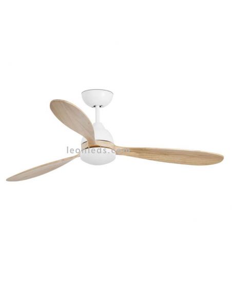 Ventilador de teto LED Poros branco e madeira | Leon Iluminação LED