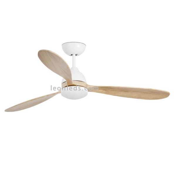 Ventilador de techo LED Blanco y Madera Poros | LeonLeds Iluminación