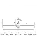 Dimensiones Ventilador de techo LED Blanco y Madera Poros | LeonLeds Iluminación