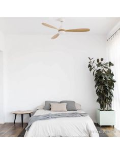 Ventilador de techo LED Blanco y Madera Poros | LeonLeds Iluminación 2
