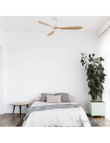 Ventilador de techo LED Blanco y Madera Poros | LeonLeds Iluminación