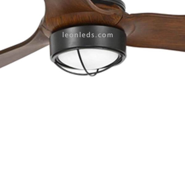 Ventilateur de plafond JustFan or vieilli et noir mat avec lumière | Éclairage LeonLeds