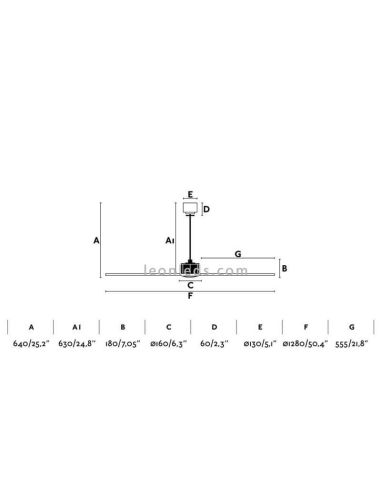 Dimensions du plafond Justfan 32100 | Éclairage LeonLeds