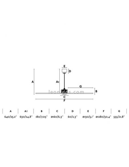 Dimensions du plafond Justfan 32100 | Éclairage LeonLeds