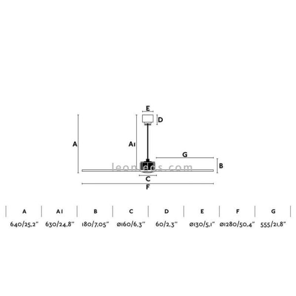 Dimensions du plafond Justfan 32100 | Éclairage LeonLeds