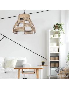 Lámpara de techo negra y cuerda yute rustica | LeonLeds Iluminación 2