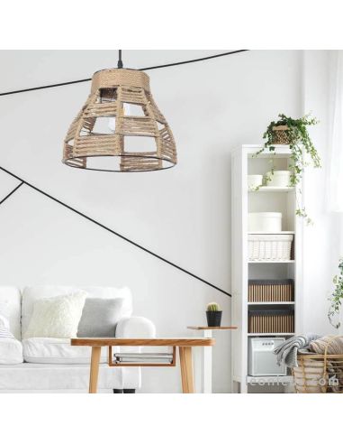 Plafonnier noir et corde de jute | Éclairage LeonLeds