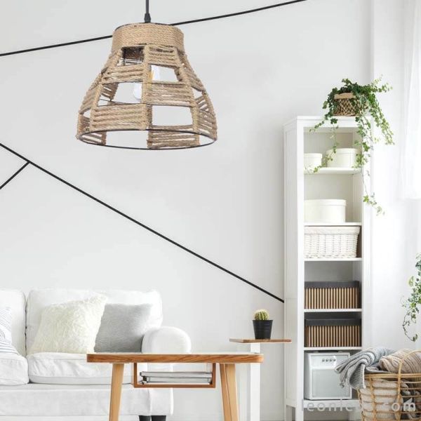 Plafonnier noir et corde de jute | Éclairage LeonLeds