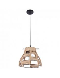 Luminária de teto preta e corda de juta rústica | Leon Iluminação LED