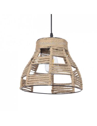 Plafonnier noir et corde de jute rustique | Éclairage LeonLeds