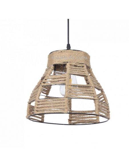 Plafonnier noir et corde de jute rustique | Éclairage LeonLeds