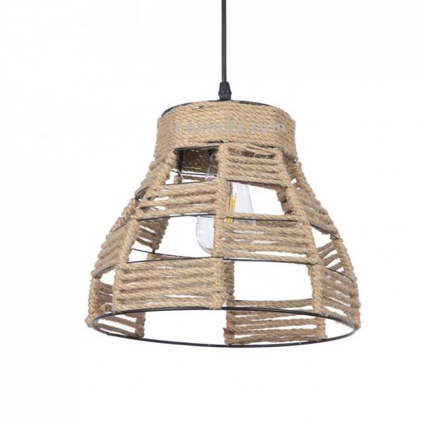 Plafonnier noir et corde de jute rustique | Éclairage LeonLeds