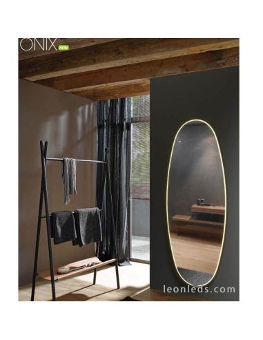 Grand miroir LED noir 58W Onix