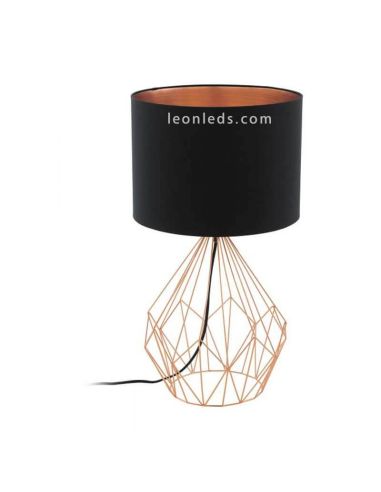 Candeeiro de mesa Pedregal fio cobre e preto | Leon Iluminação LED