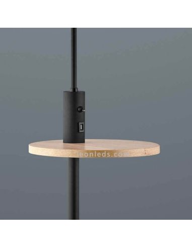 Lámpara de pie con mesita Claas con puerto USB de Trio Lighting | LeonLeds ILuminación