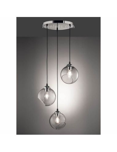 Lampe à Suspension Moderne en Cristal Smooke Clooney de Trio Lighting | Éclairage LeonLeds