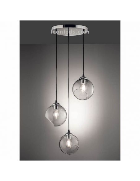 Lámpara de techo cristal moderna Smooke Clooney de Trio Lighting | LeonLeds Iluminación