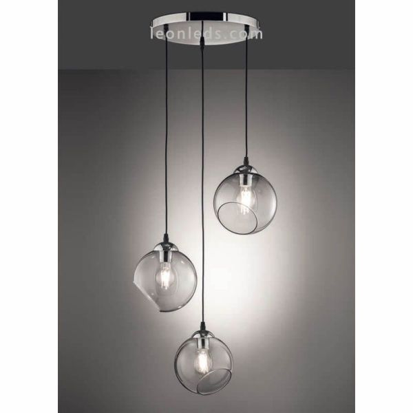Lámpara de techo cristal moderna Smooke Clooney de Trio Lighting | LeonLeds Iluminación