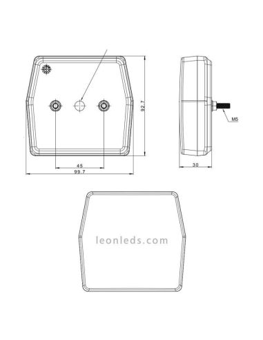 Dimensiones Piloto trasero LED Antiniebla trasera Fristom FT-223 | LeonLeds Iluminación