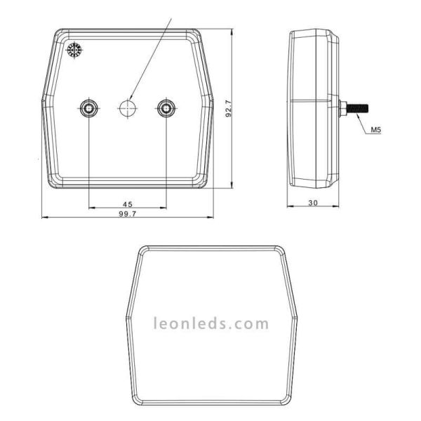 Dimensões Fristom FT-224 Luz reversa LED | LeonLeds Iluminação