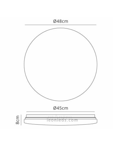 Dimensiones plafón LED redondo 48Cm Zero II 5942 | LeonLeds Iluminación