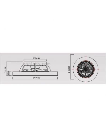 Dimensiones Plafón Ventilador LED Madera Tibet 7126 | LeonLeds Iluminación