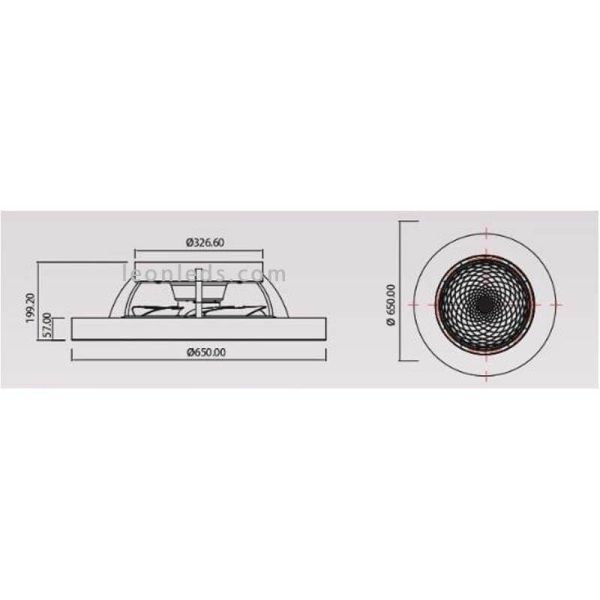 Dimensiones Plafón Ventilador LED Madera Tibet 7126 | LeonLeds Iluminación