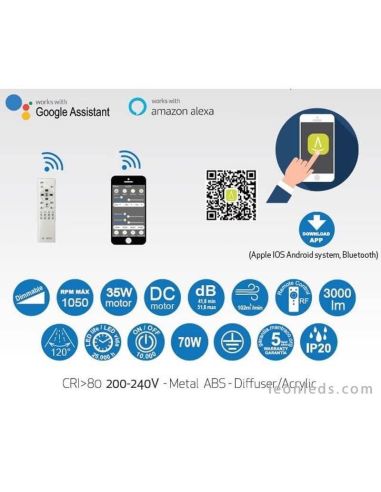 Folha de produto Lâmpada de teto LED Ventilador de madeira do Tibete | Leon Iluminação LED