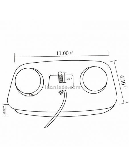 Medidas Mini Ponte de LED Magnética Âmbar com Conector de Acendedor de Cigarros NR65 TA1 Agropar | Leon Iluminação LED