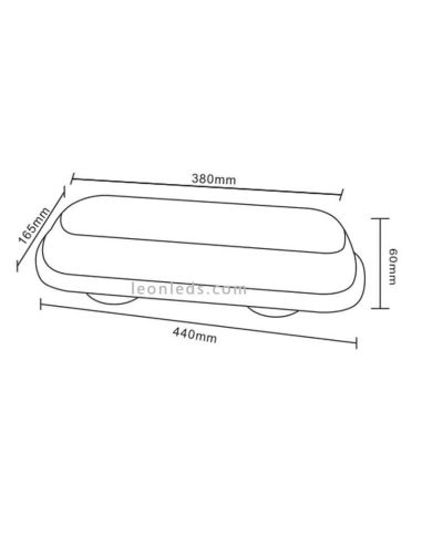 Dimensiones Mini Puente LED Plano Ambar con conector de mechero NR65 TA1 Agropar | LeonLeds