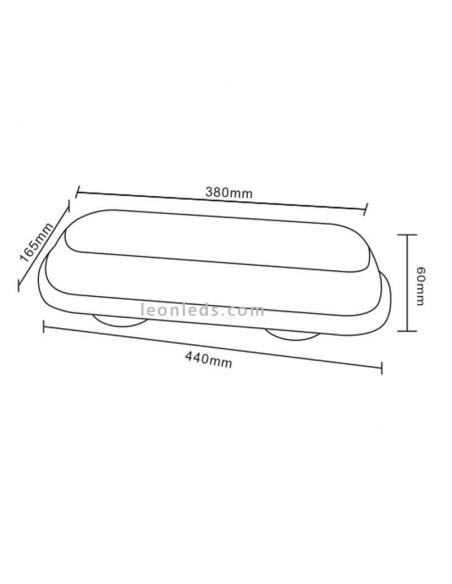 Dimensiones Mini Puente LED Plano Ambar con conector de mechero NR65 TA1 Agropar | LeonLeds