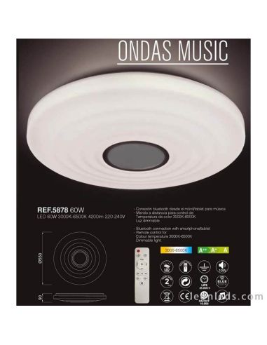 Plafonnier LED avec haut-parleur Ondas 5878 Mantra | Éclairage LeonLeds