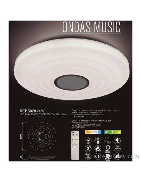 Plafon LED com altifalante Ondas 5878 Mantra | Leon Iluminação LED