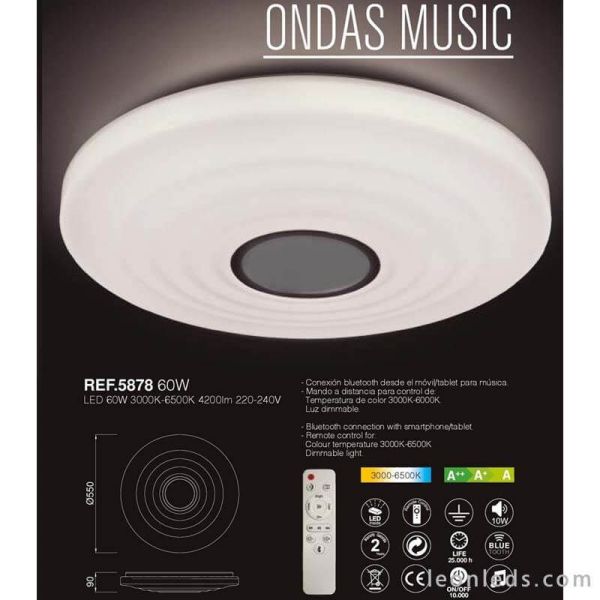 Plafón LED con altavoz Ondas 5878 Mantra | LeonLeds Iluminación