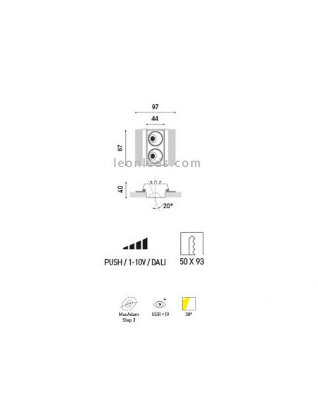 Dimensões Preto Foster Assimétrico Trimless 2 ArkosLight | Leon Iluminação LED